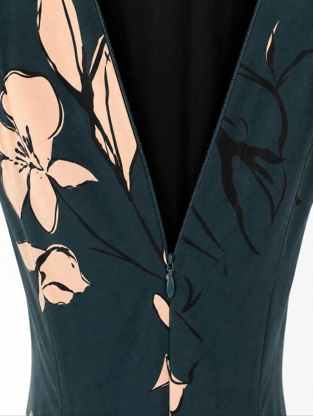 Maggie London NWT Green Floral Midi Dress Mock Neck Tie Back Long Sleeve Size 6 - Picture 6 of 14